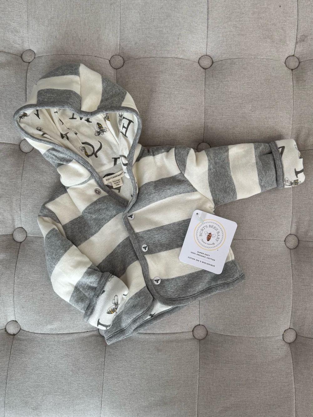 NWT BURT’S BEES Striped Hooded Baby Jacket